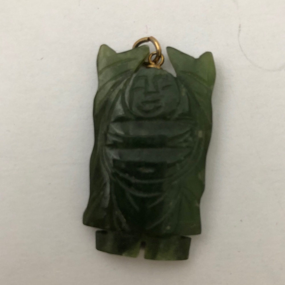 Jade Buddha charm with gold loop